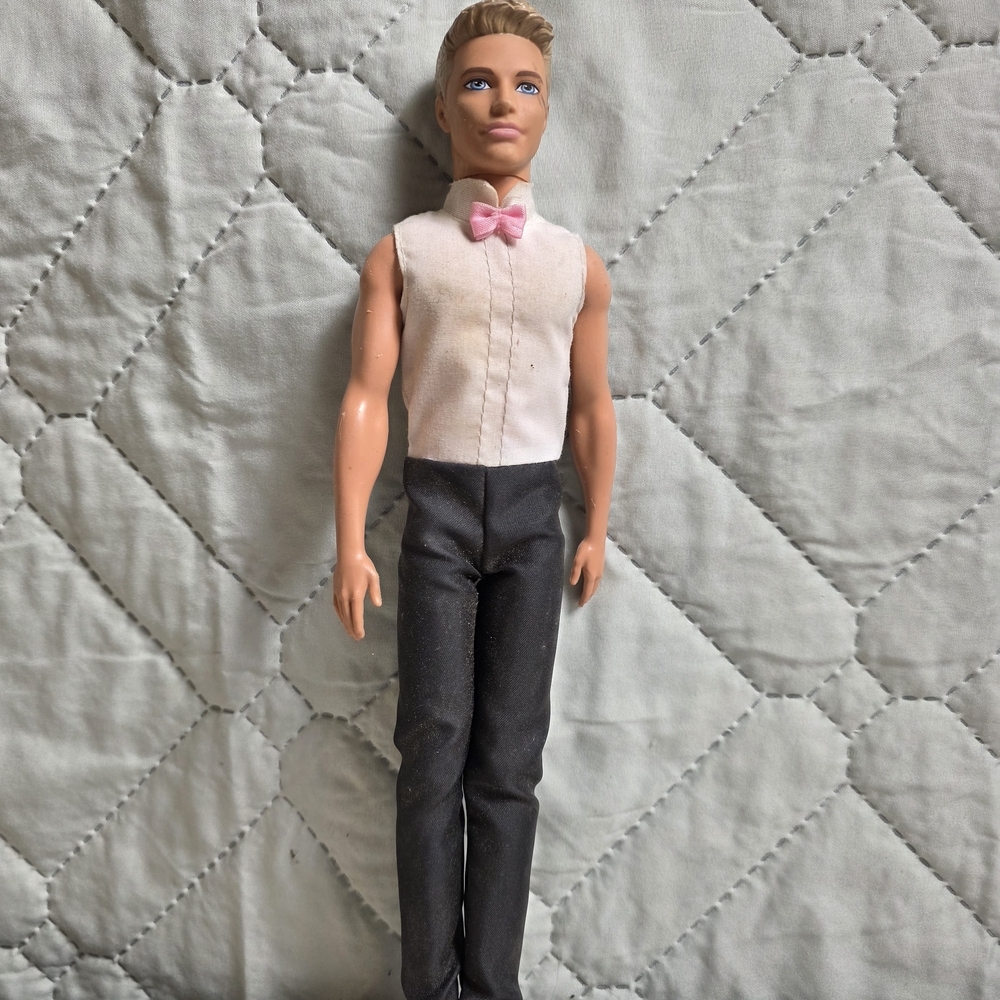 2018 Fairytale Groom Ken Doll in Pink Bow Tie and Black Pants
